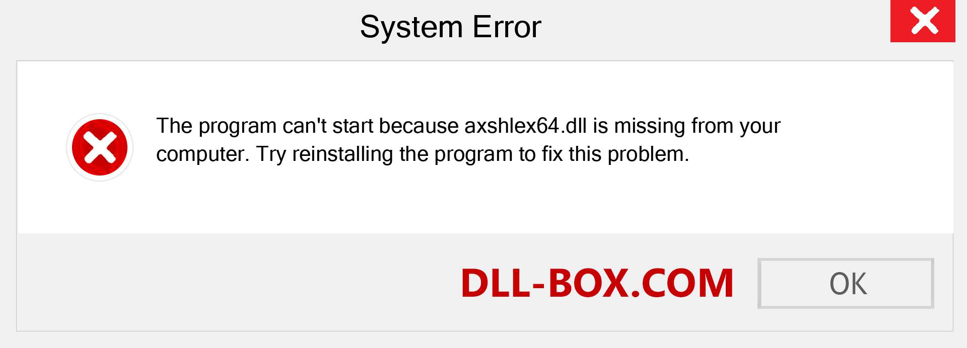 axshlex64.dll file is missing?. Download for Windows 7, 8, 10 - Fix  axshlex64 dll Missing Error on Windows, photos, images