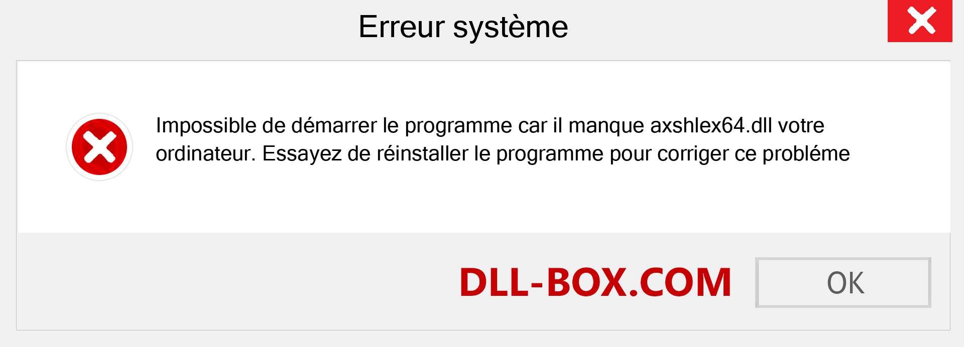 Le fichier axshlex64.dll est manquant ?. Télécharger pour Windows 7, 8, 10 - Correction de l'erreur manquante axshlex64 dll sur Windows, photos, images